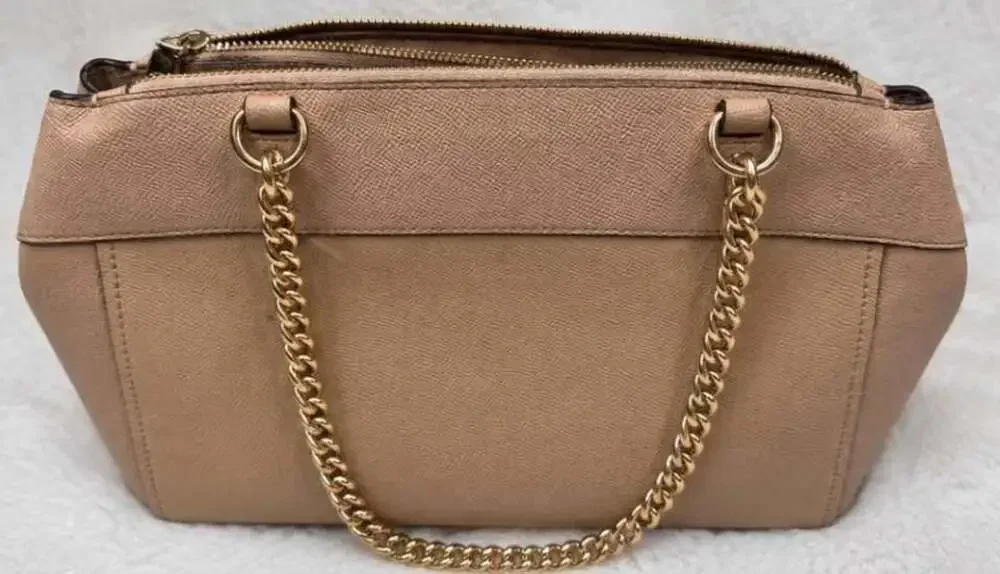 Coach Brooke Carryall Beige Leather Satchel Handbag